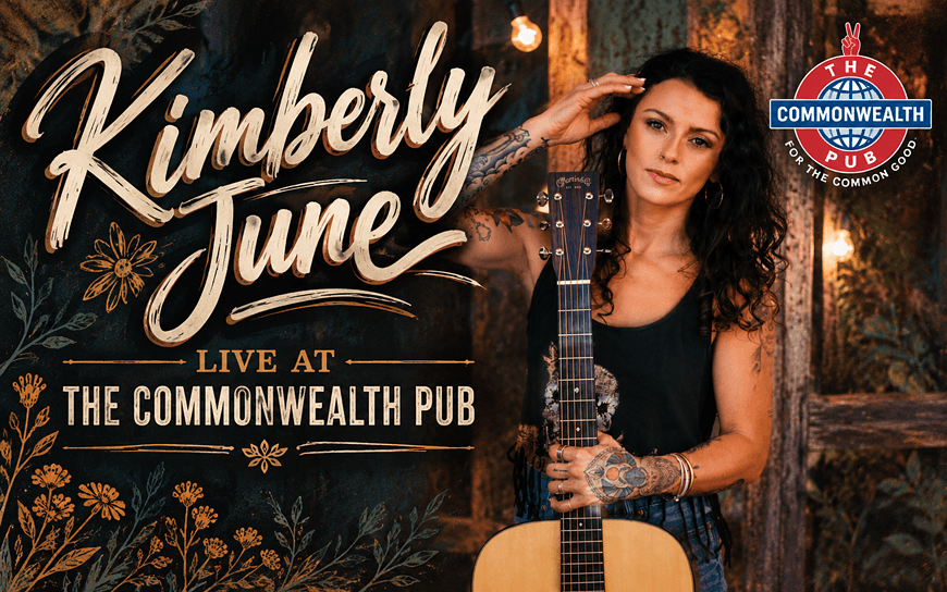A promotional poster for musician Kimberly June performing at The Commonwealth Pub in Central Oregon.
