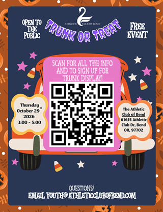 A flyer for a Trunk or Treat event at the Athletic Club of Bend in Central Oregon.
