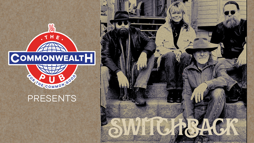A promotional poster for a band called Switchback performing at The Commonwealth Pub in Central Oregon.